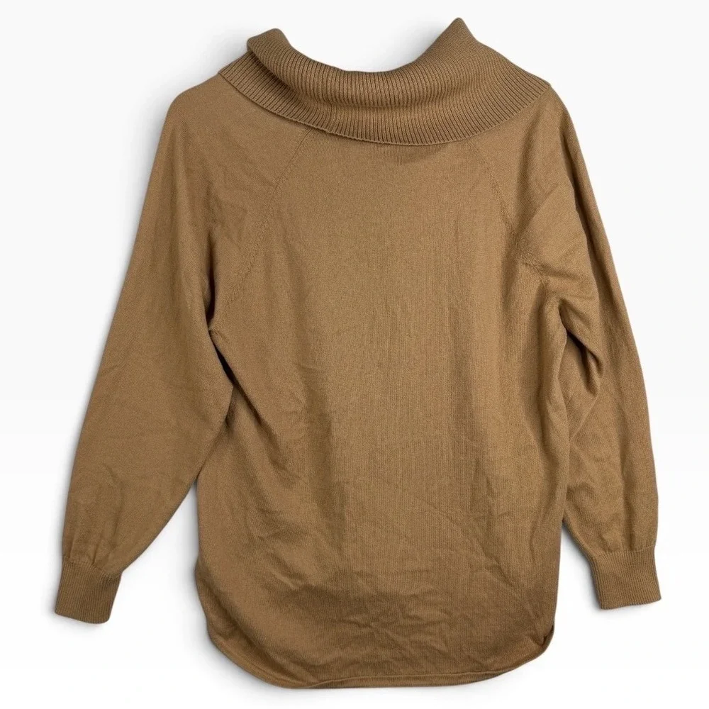 Michael Kors Womens Slouchy Cowl Neck Camel Brown Sweater Size Medium